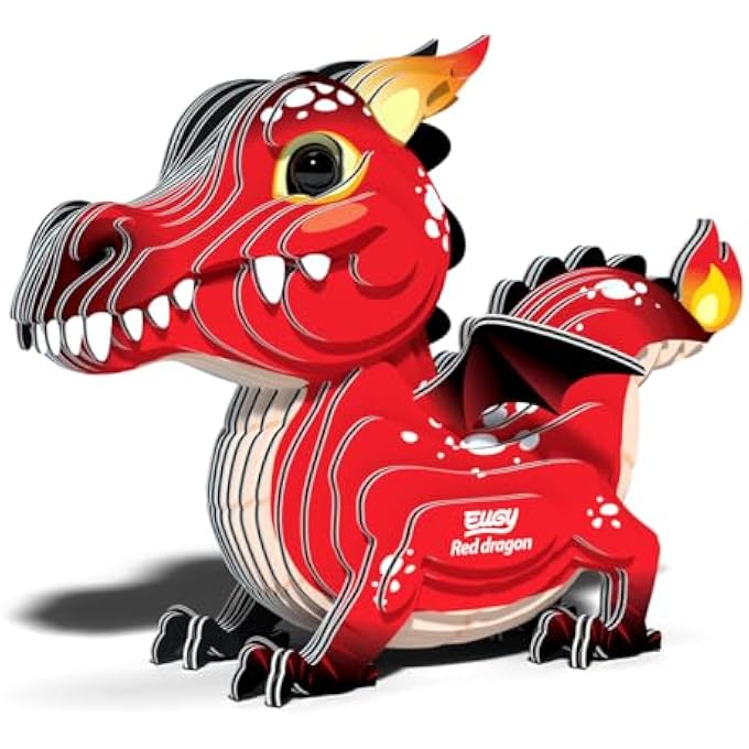 RED DRAGON 3D PUZZLE, 24 PIECE ECO-FRIENDLY EDUCATIONAL TOY PUZZLES FOR BOYS, GIRLS & KIDS AGES 6+ - Image 1
